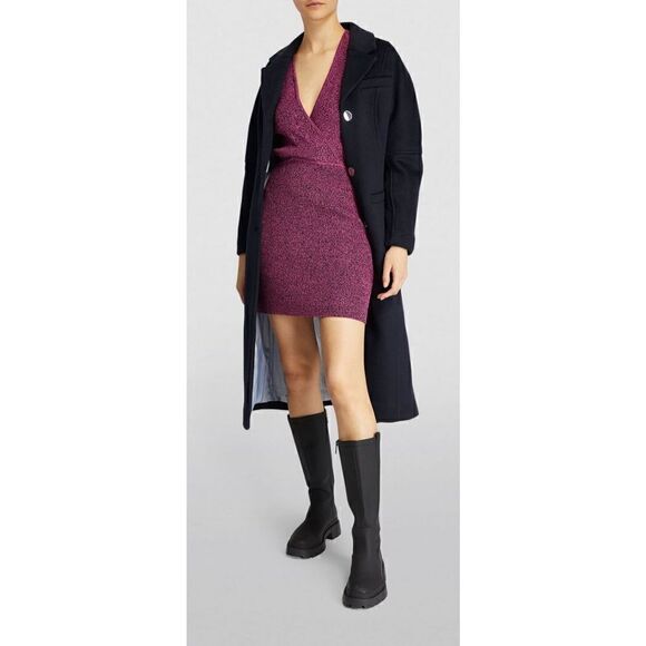 GANNI Puff-Sleeved Mini Dress in Carmine Rose NWT Size Medium - Picture 8 of 16